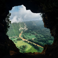 I did a tour of a cave today and the view of the landscape below was breathtaking.